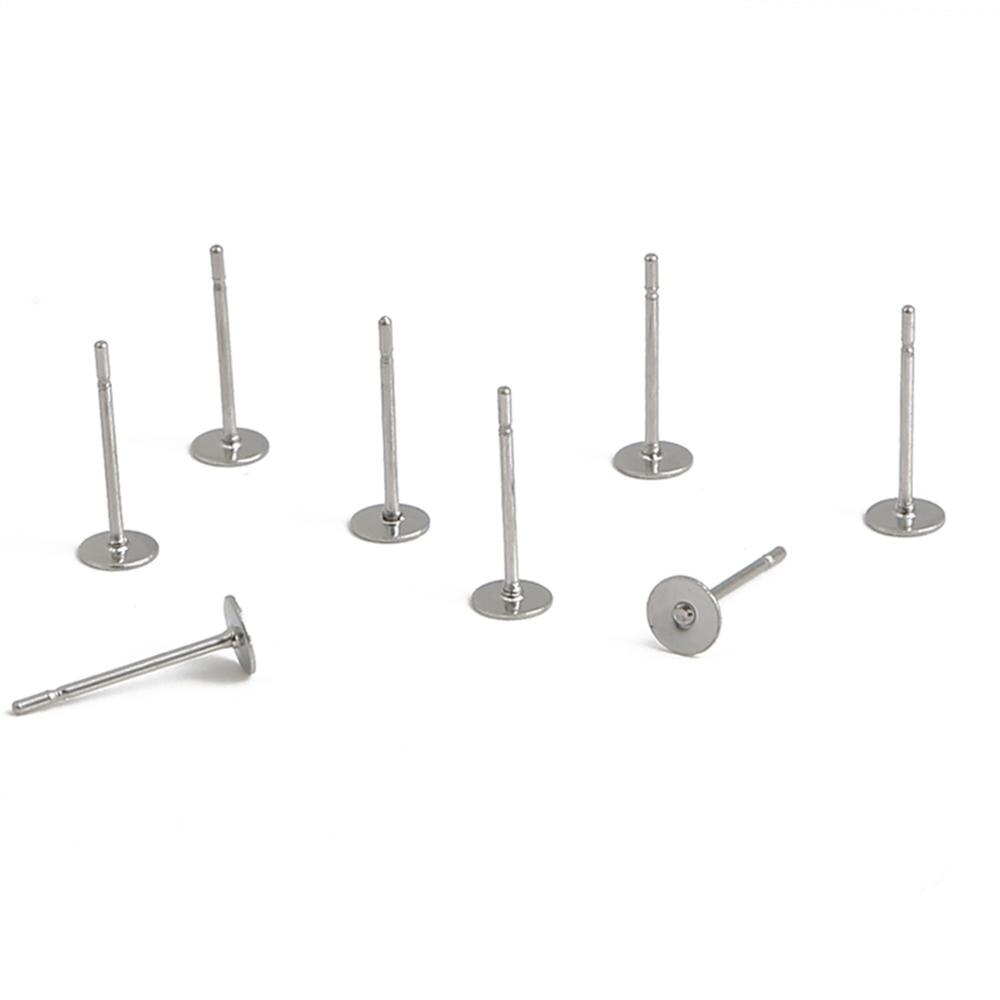 100-200pcs Stainless Steel Blank Post Flat Earring Stud Base Pins Earrings Earplug For DIY Earrings Jewelry Making Accessories: 4x12mm 100pcs