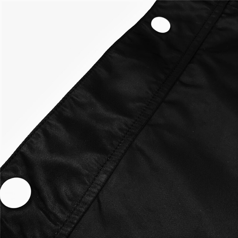 Men Side Snap Cargo Pants Hip Hop Slim Fit Ribboned Waistband Track Pants Black