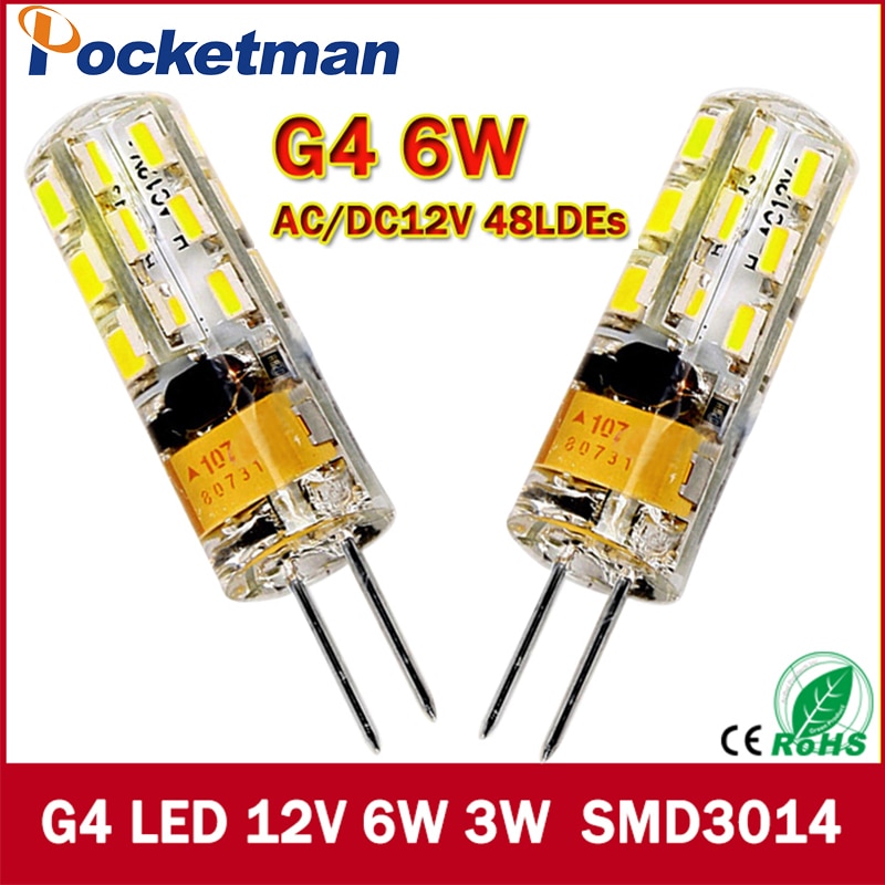1 stks 540 Lumen 3 w 6 w G4 LED 12 v AC DC 24/48 X3014 SMD Lamp lamp