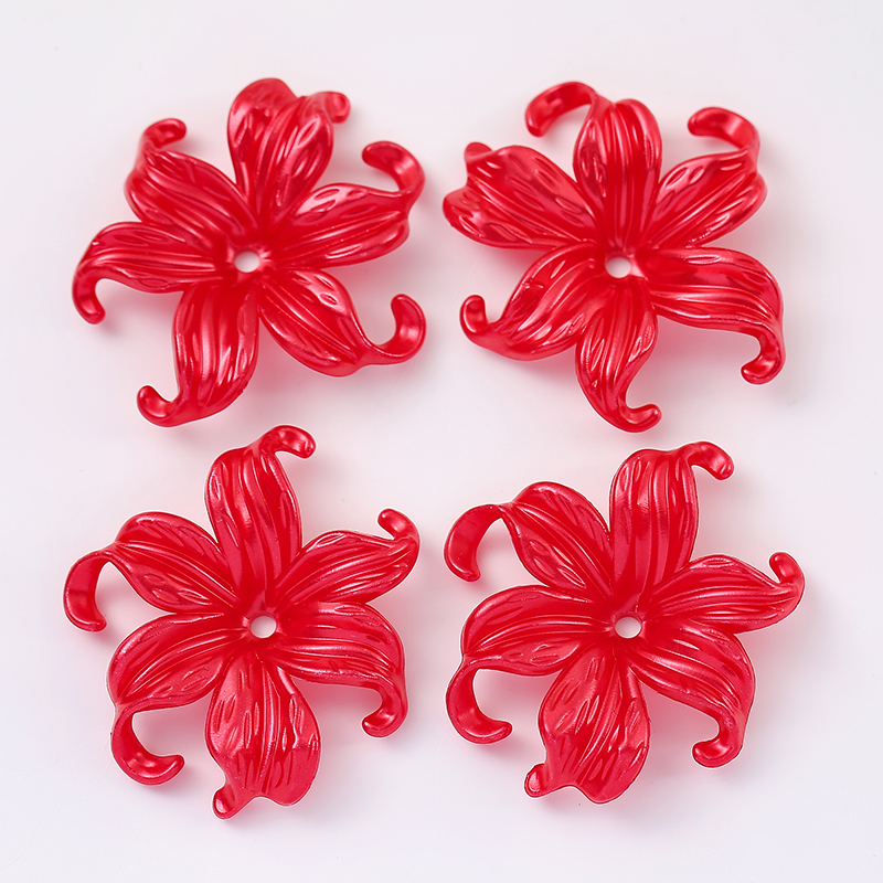 42X44Mm 20 Stuks Imitatie Parel Acryl Iris Bloemen Weven Bloemblad Bloemhouder Haar Accessoire Materiaal Oceaan Bloem Losse Kralen: Wit Flash
