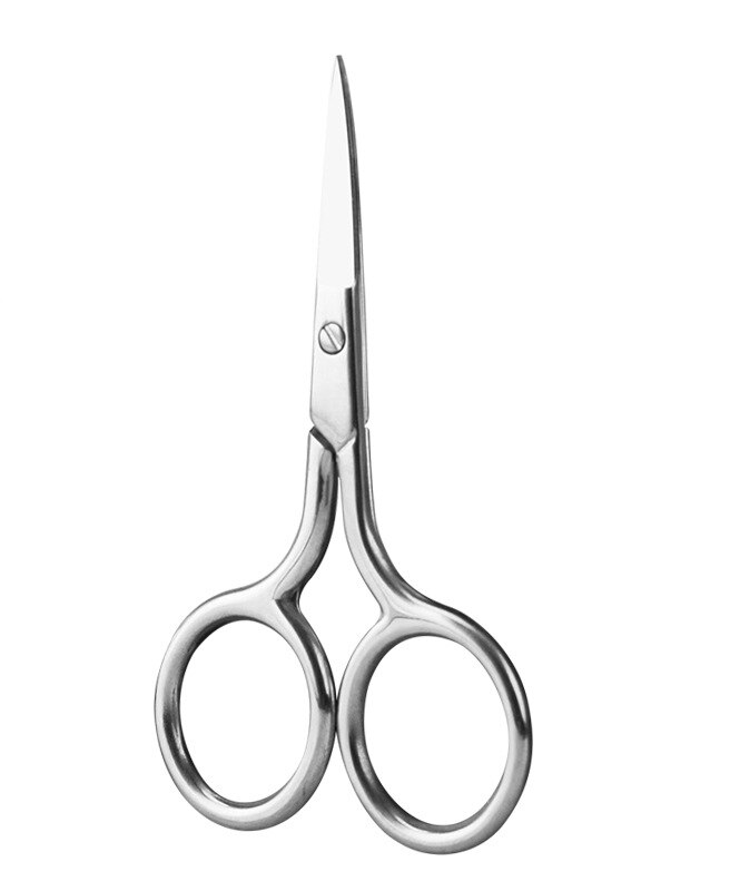 Tijeras de maquillaje negras y medianas, , para cejas, pestañas, pelo de nariz, herramientas de depilación facial de acero inoxidable, cabeza afilada: Plata