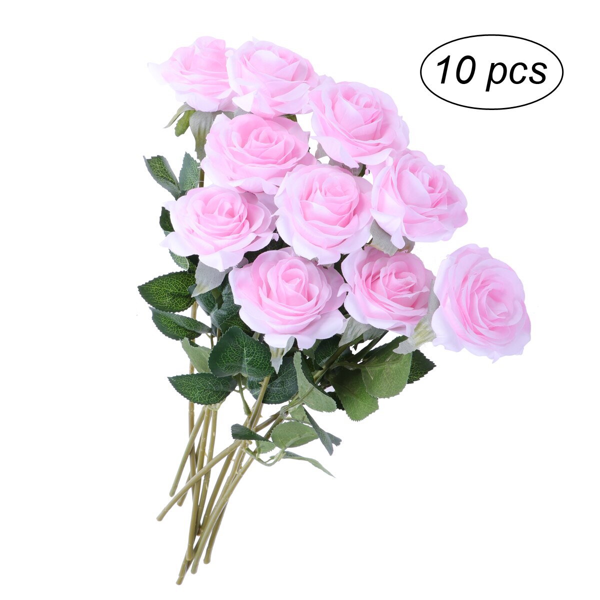 10 st konstgjorda blommor lång stam silke ros blomma bukett bröllopsfest heminredning vit