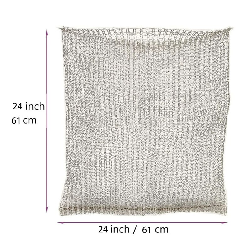Panier en maille tricoté en fil d'acier inoxydable 304, pochettes de racines de plantes, pour l'intérieur et l'extérieur, jardin, cour, légumes: 24x24in