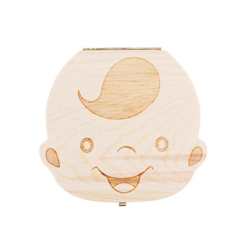 Baby Wood Tooth Box Organizer Melk Tanden Opslag Taal Tanden Besparen Umbilica Doos Engels Baby Tand Verzamelen: YELLOW