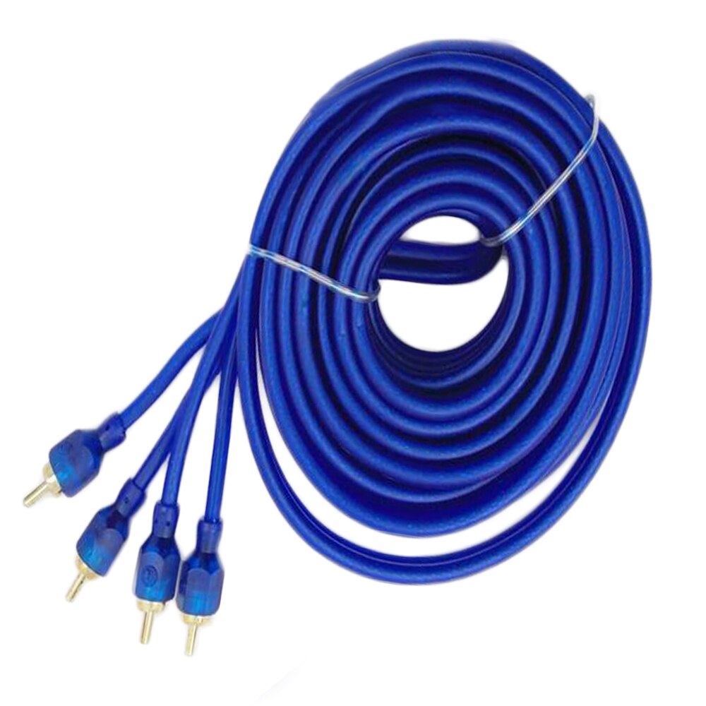 Blue Double-Shielded High-Density Shielding Car Stereo Audio Cable Pure Copper 5 Meters Audio Subwoofer Amplifier Connection