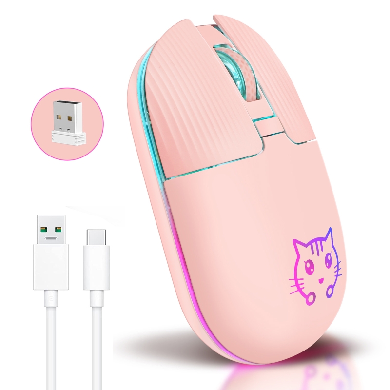 Draagbare Draadloze Muis Oplaadbare 1600Dpi Roze Draadloze Muis Voor N0PB