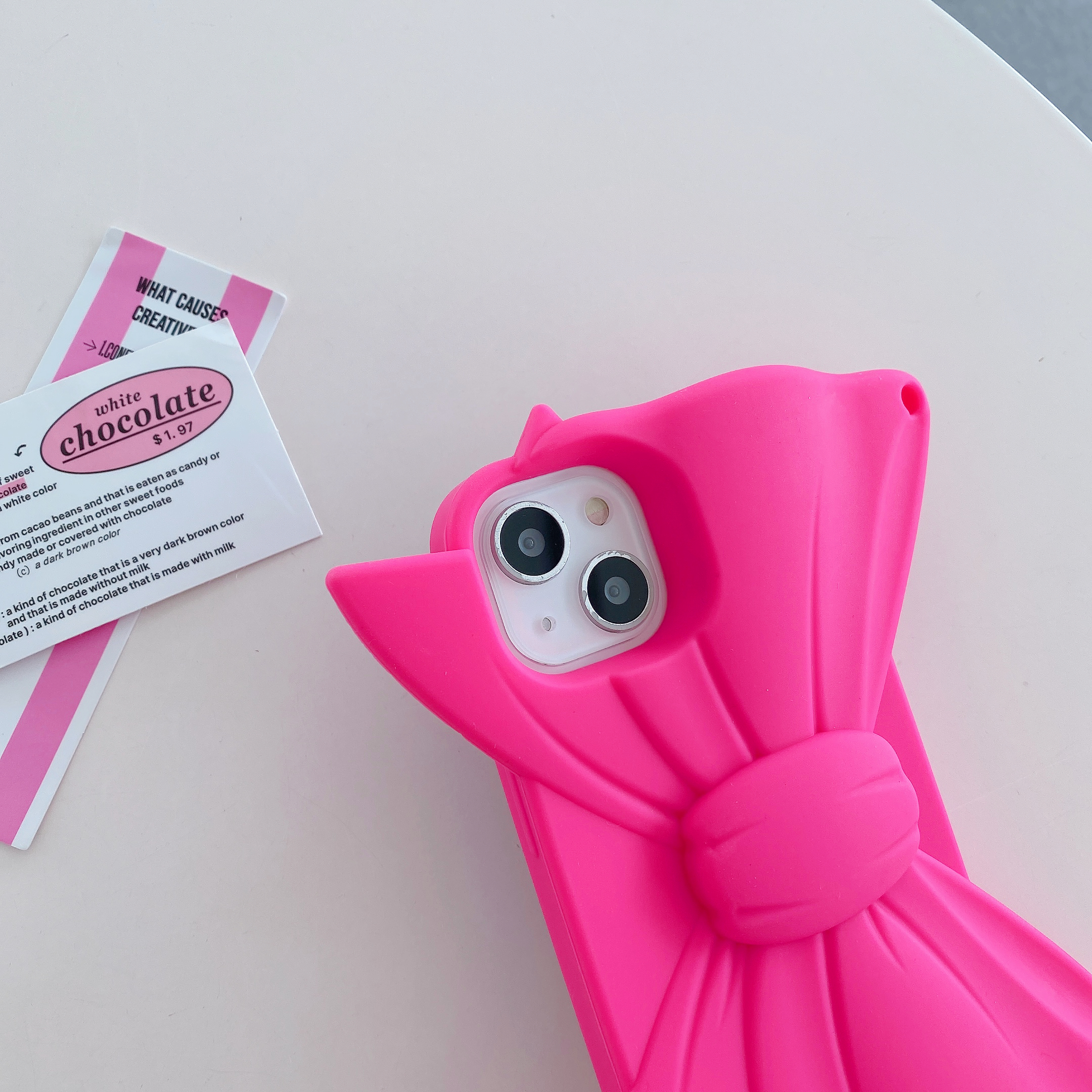Funda de teléfono de silicona suave con lazo bonito 3D para iPhone 15 14 13 12 11 Pro Max cubierta rosa a prueba de golpes