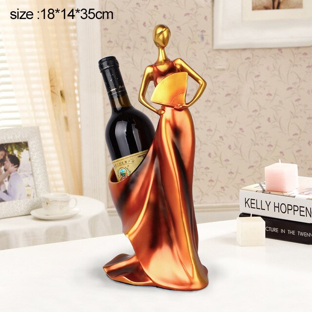 Europese Moderne Schoonheid Wijnrek Home Decor Rode Wijn Houder Woonkamer Decoratie Meubels Hars Ornament Relatiegeschenken: orange