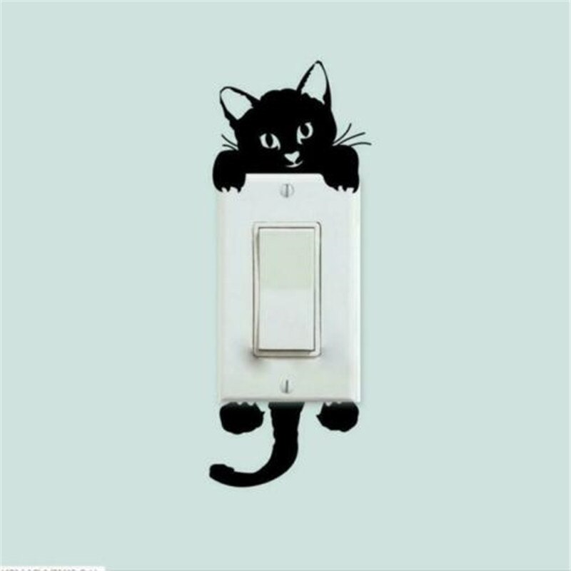 Cute Cat Wall Stickers Light Switch Decor Decals Art Mural Baby Nursery Room Sticker PVC Wallpaper for Living Room: 3-Cat