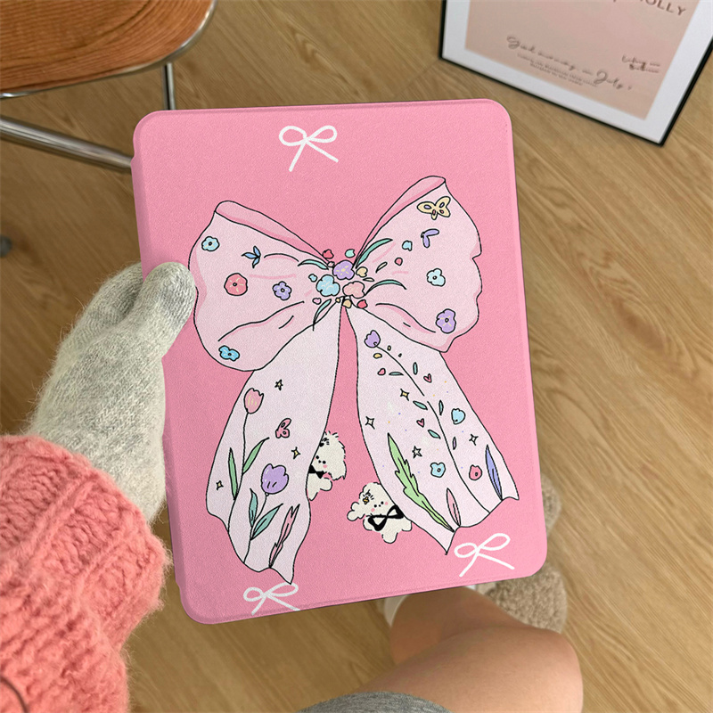 Cute Flower Bowknot Case For Apple iPad Air Pro 11 inch Air 5/4 10.9 iPad 10 Gen 10.2 Air 3 10.5 inch Cover with Pen Holder: sixteen