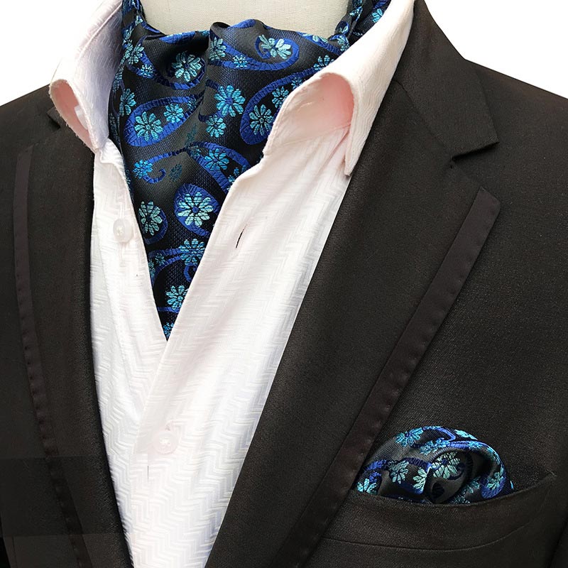 Lujosa corbata de seda Ascot de lujo para hombre, corbata para hombre, pañuelo para hacer corbatas, juegos de Cachemira Floral, bolsillo cuadrado, corbata para de boda: SMT-LJFT-15