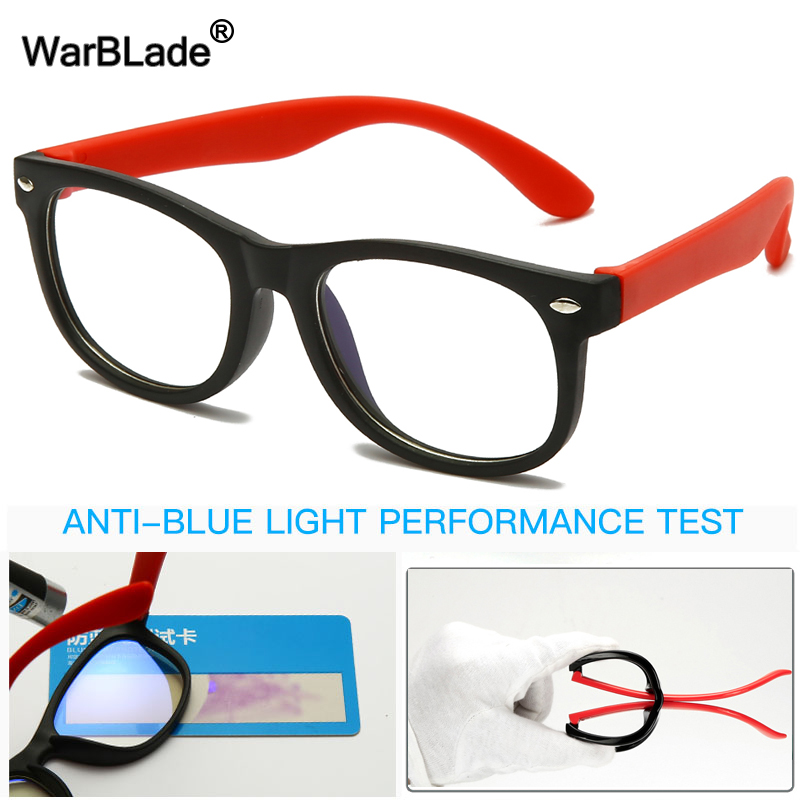 WarBLade Anti Blue Light Kids Glasses Children Square Optical Frame Eyeware Boy Girls Computer Transparent Eyeglasses UV400