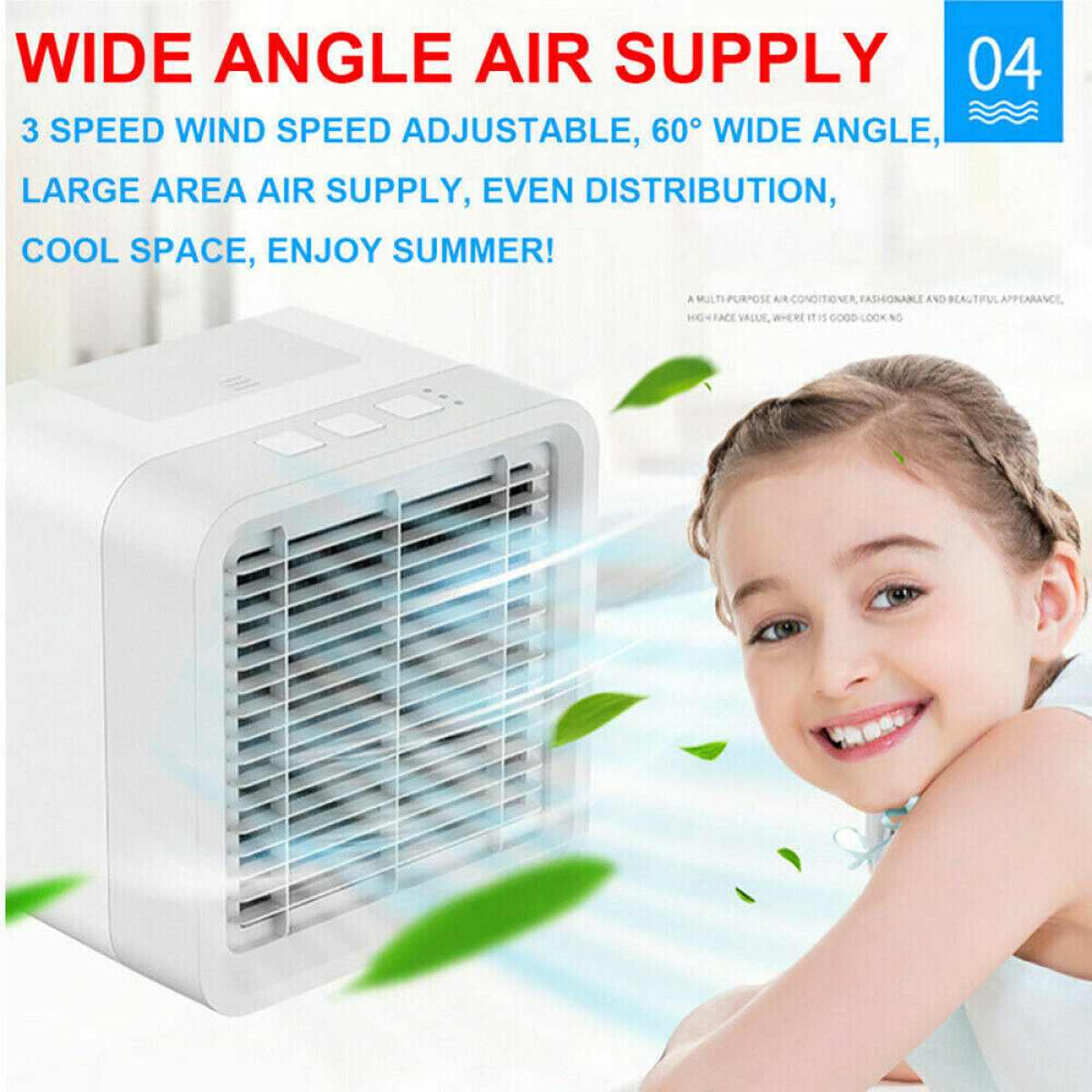 Portable Mini Air Conditioner Home Air Cooler USB Personal Space Cooler Fan Air Cooling Fan Rechargeable Desktop Air Cooler Fan