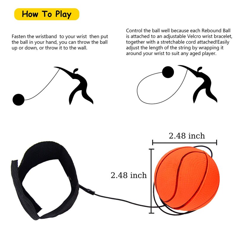 Terugkeer Spons Rubber Hand Bal Spel Oefeningen Stuiteren Elastische Sport Op Nylon String Kinderen Kids Outdoor Speelgoed Bal