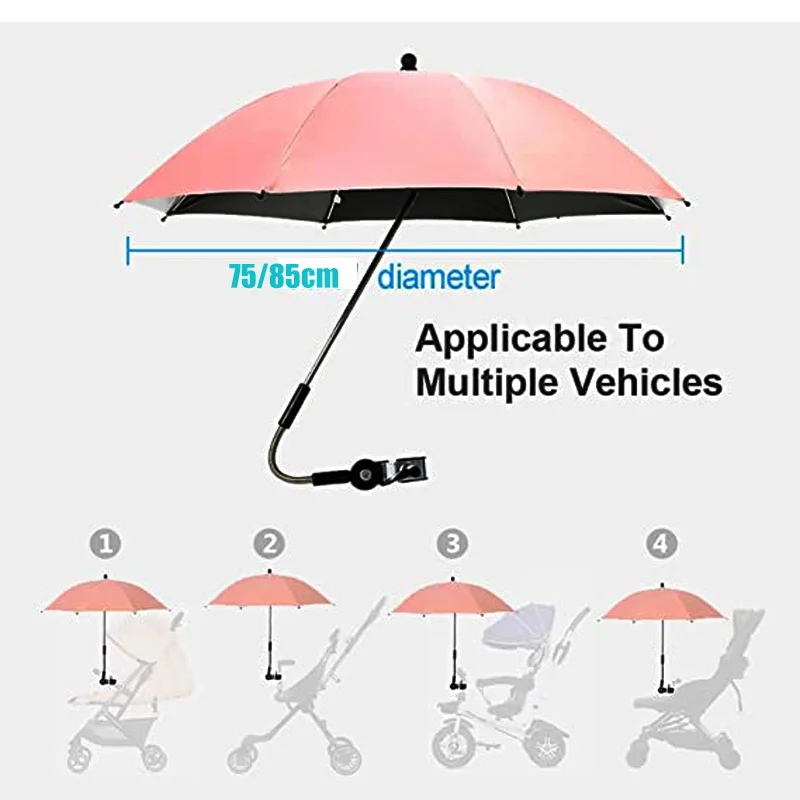 Ombrello per passeggino con protezione UV con morsetto protezione solare universale copertura per passeggino antipioggia ombrello accessori per passeggino
