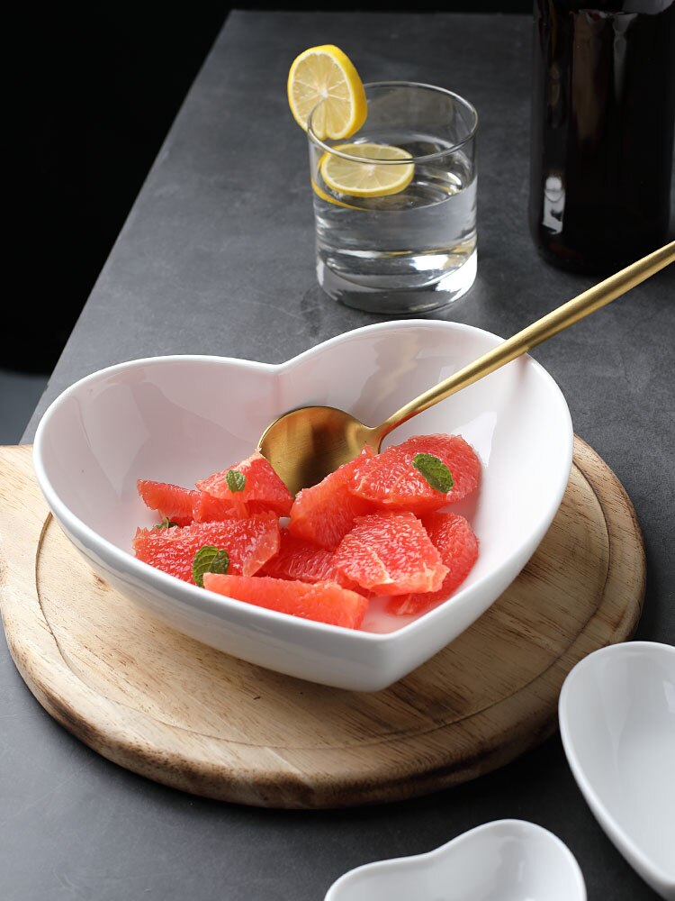 Weiß Keramik Herz-förmigen Schüssel Snack Obst Sal... – Grandado