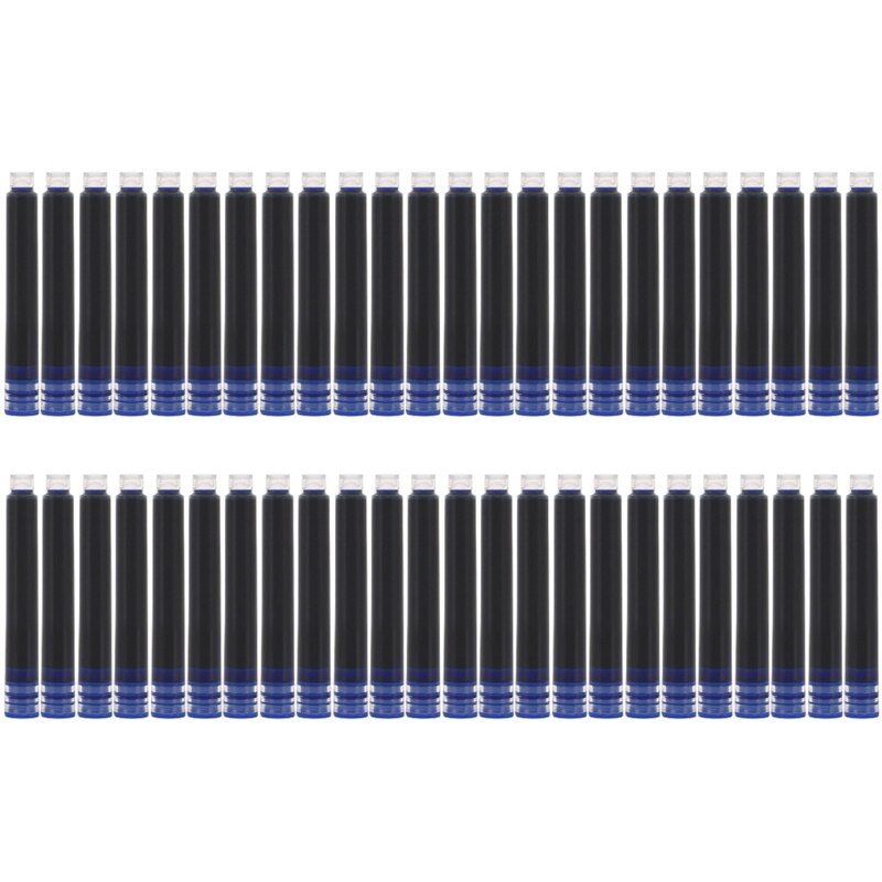 Cartouche d&#39;encre lisse 1XCB, 50 pièces, pour stylo, diamètre d&#39;alésage de 3.4mm, noir/bleu/noir/bleu/rouge, pour l&#39;école des élèves