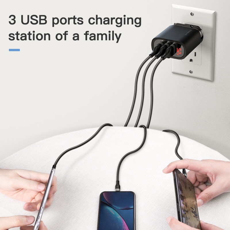 KUULAA USB Charger Quick Charge 3.0 30W QC Fast Charging Multi Plug Mobile Phone Charger For iPhone Samsung Xiaomi Huawei