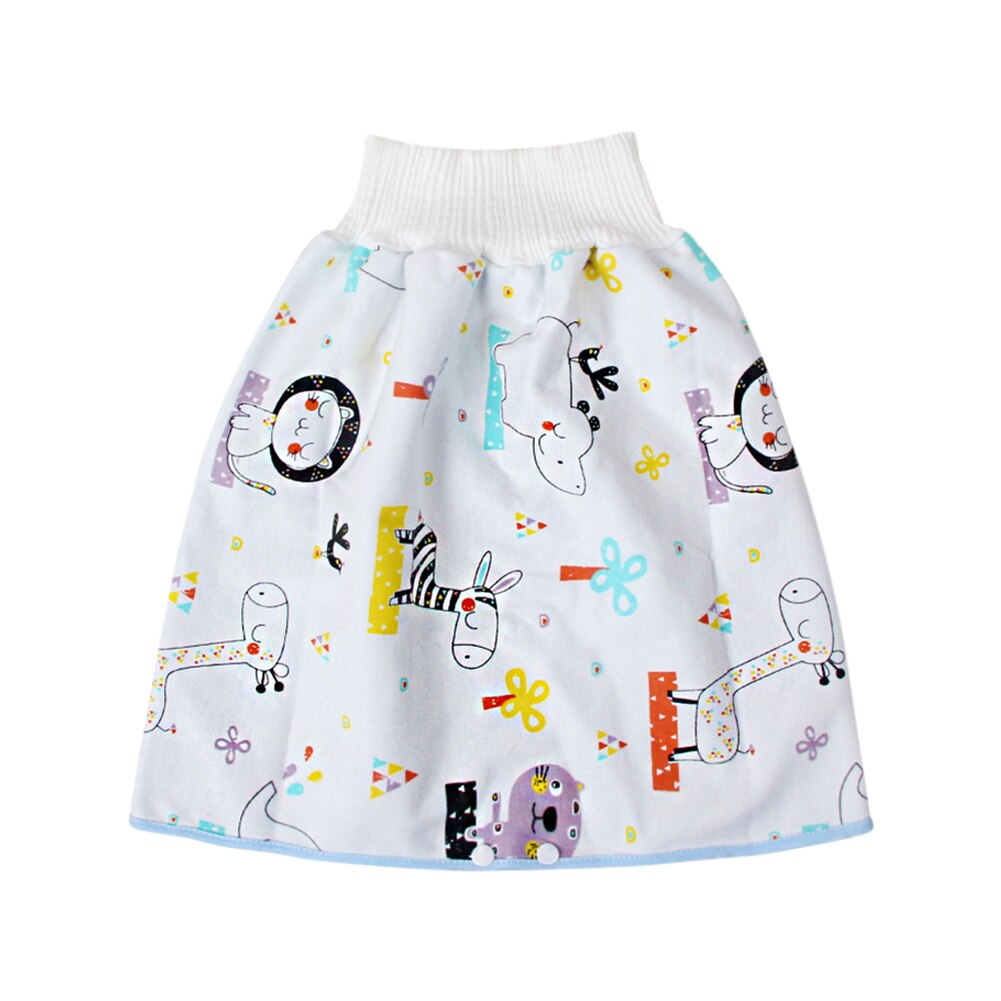 Cute Cartoon Baby Skirt Diapers TPU Waterproof Reusable Nappies Cloth Cotton Leak-proof Children Breathable Training Pants: Gray / M
