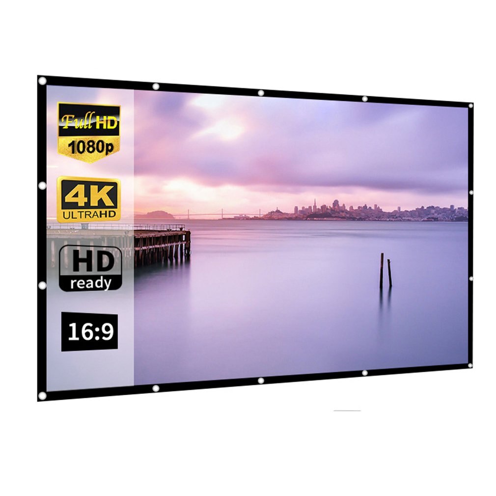 Projector Curtain 3D HD Projector Screen Home Outdoor KTV Office Portable Folding Projector Soft Curtain: 150 inches