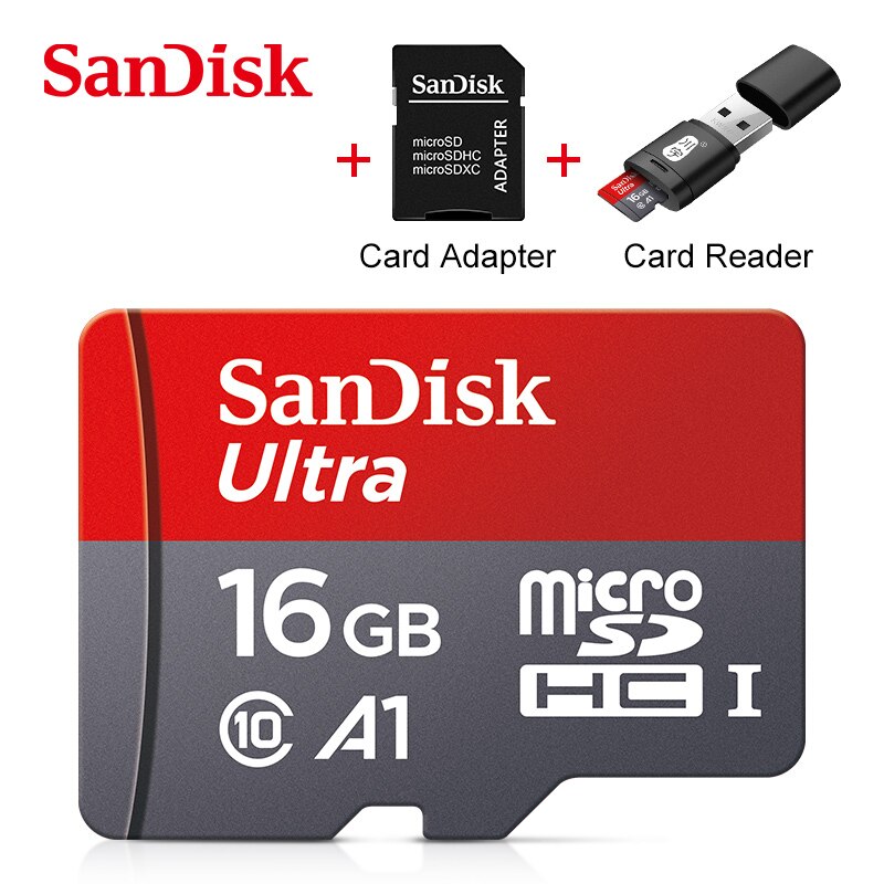 Sandisk Micro Sd-kaart Class10 Tf Card 16Gb 32Gb 64Gb 100% Originele 128Gb 256Gb Max 120 Mb/s Geheugenkaart Voor Smartphone En Tablet: 16GB Card Reader