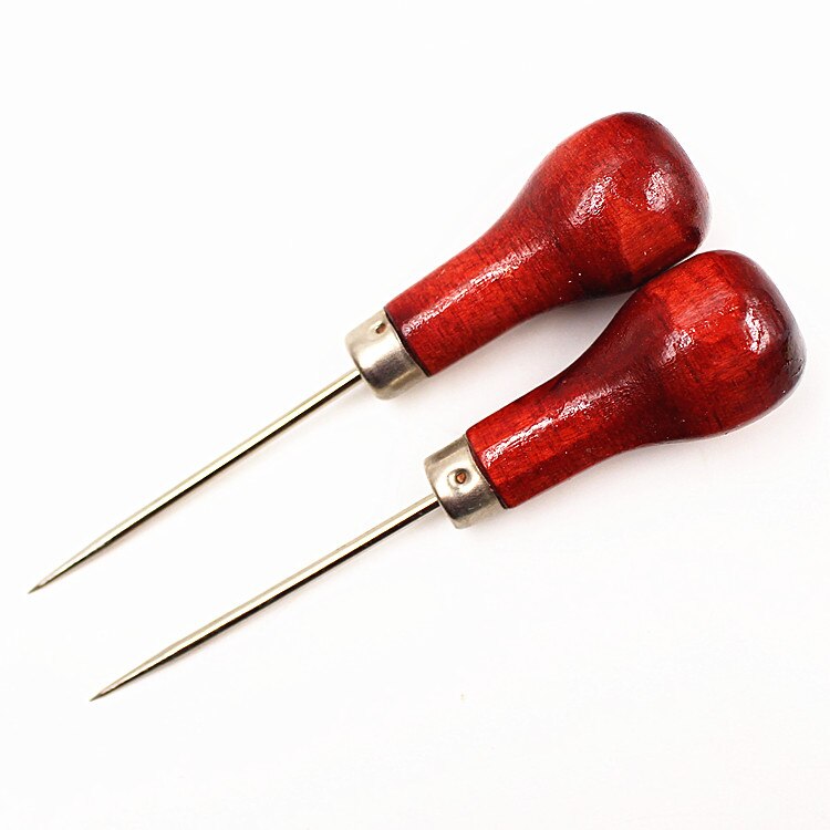 Canvas Shoes Repair Threader Stitch Needle Wooden Handle Punch Steel Awl Hole Maker Cone Leather Craft Sewing Supplies 5pc/lot