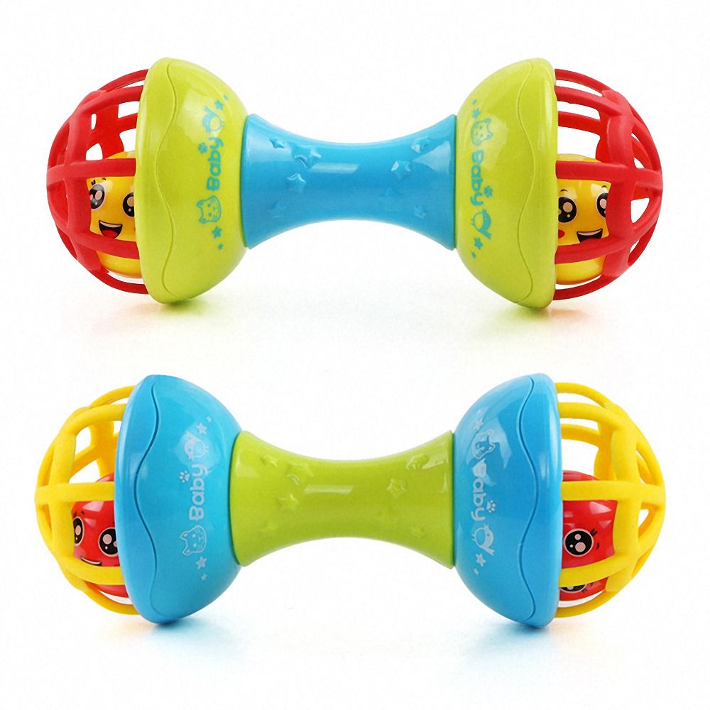 1 Baby Rattles Interactive Toys Soft Rubber Dumbbell for Children Infant Toddler Early Education Puzzle Hand Grab Ball Boys Girl