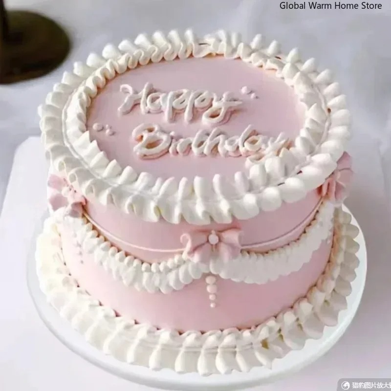 6-inch Simulated Fruit Cream Plastic Cake Model Artificial Birthday Cakes Decoration Props for Photos Dessert Shop Window Sample: army green