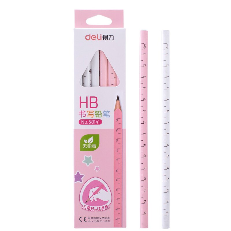 12 Pencils Deli Easy Grip Triangle Pen Pencil 2B/HB Primary School Children Stationery Wooden Lead Pencils School Supplies