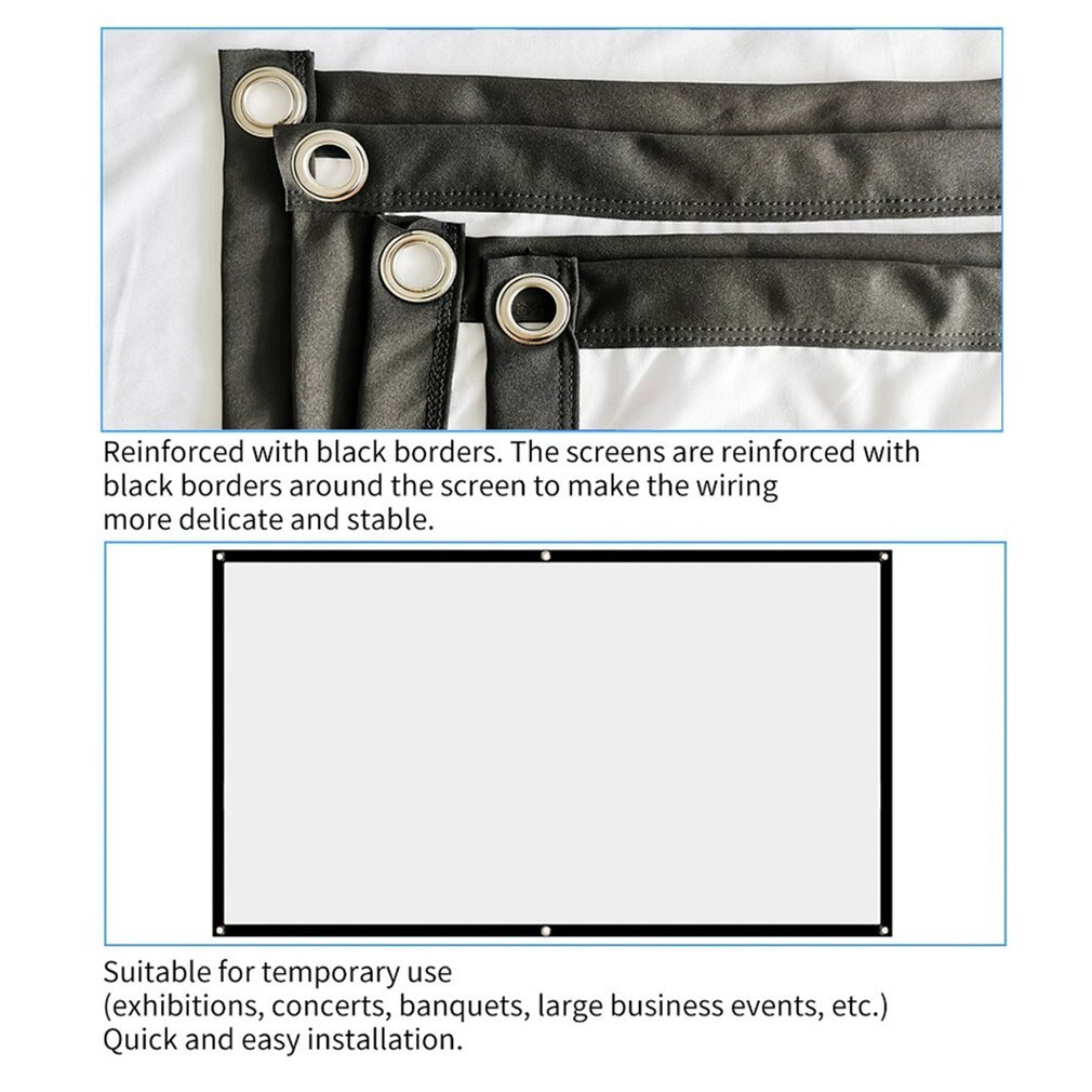 Led Projector Screen Portable 16:9 Polyester Outdoor Movie Screen For Travel Home Theater DLP Projektor