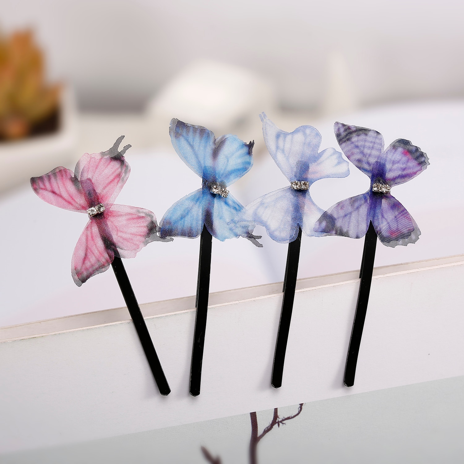 2020 verão quente borboleta grampos de cabelo garra barrette para meninas cor azul mini casamento hairpin acessórios para o cabelo