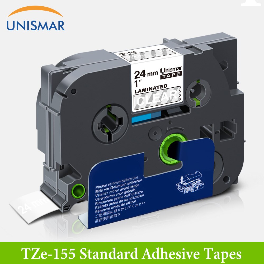 Unismar 24mm TZ-153 Labeling Tapes TZe-153 Blue on Clear TZ TZe 153 Tape 24mm Laminated Ribbon For Brother P touch Label Maker: White on Clear