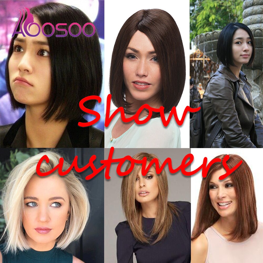 AOOSOO frangia a metà punta superiore capelli pezzo, parrucca fatta a mano per capelli lisci, alternativa invisibile naturale al pezzo di capelli sintetici