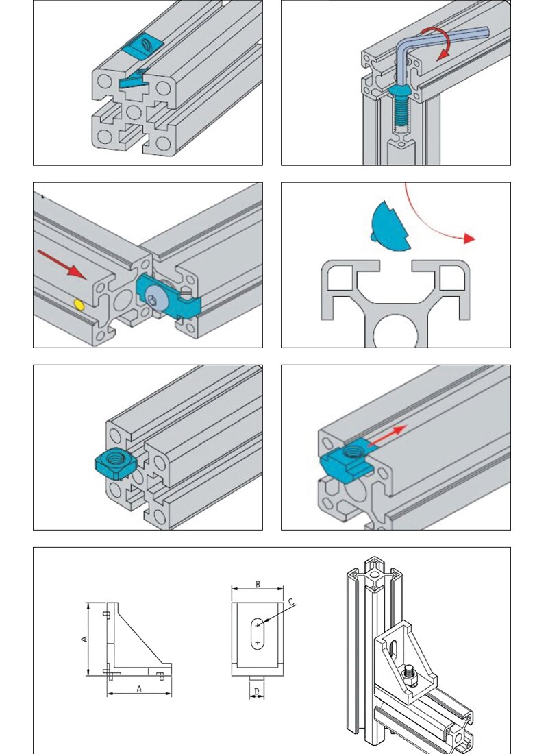 CNC 3D Printer Onderdelen 2080 Aluminium Profiel Europese Standaard Geanodiseerd Lineaire Rail 2080 Aluminium Profiel Extrusie 2080 Extrusie