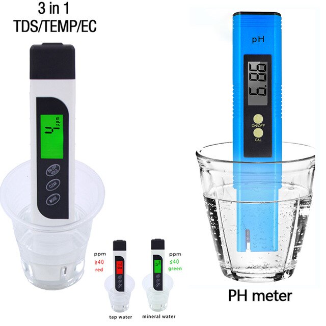 Digital PH Meter EC TDS Tester ORP Meters Conductivity Detector Water Analyser Purity Measurement for Hydroponics Pool: 1PH and 1 EC Meter