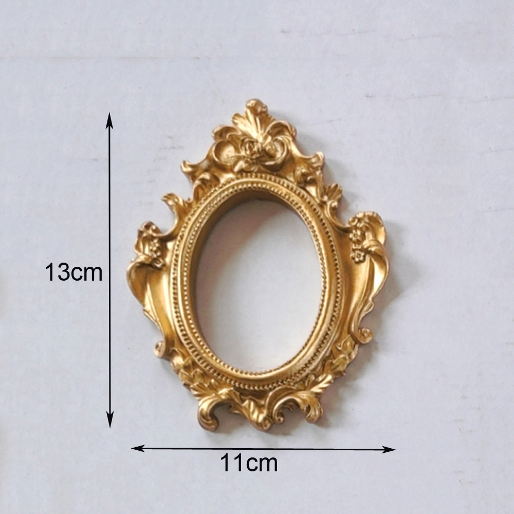 Marco de fotos pequeño Retro dorado, accesorios para fotos, adornos de marco, joyería Vintage, cosméticos para uñas, decoración de sesión: YELLOW