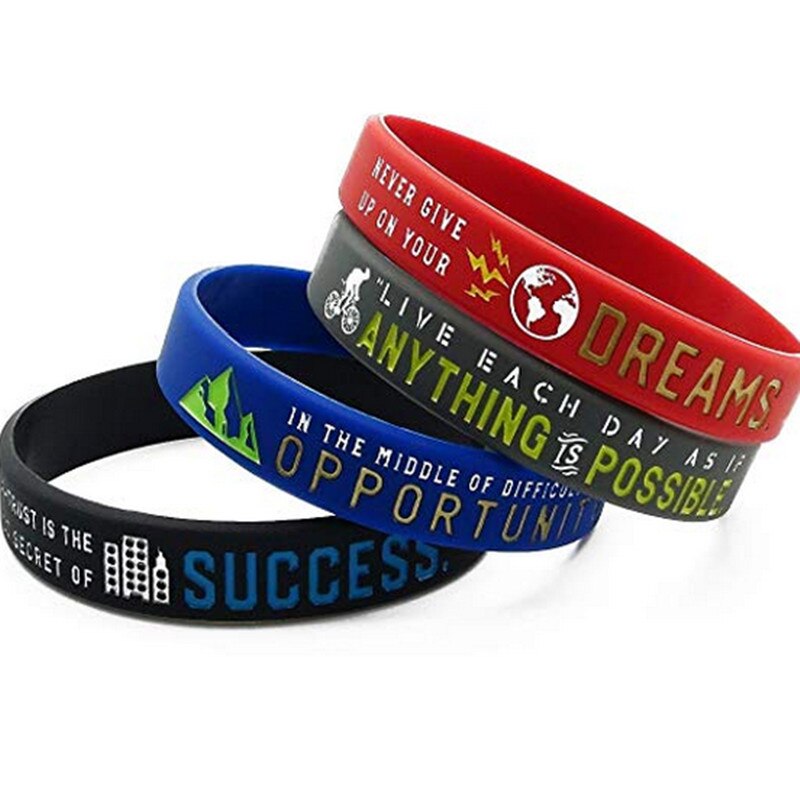 1pc Inspirational Bracelets with Motivational Sayings -Anything is Possible, Success, Dreams, Opportunity silicone wristband