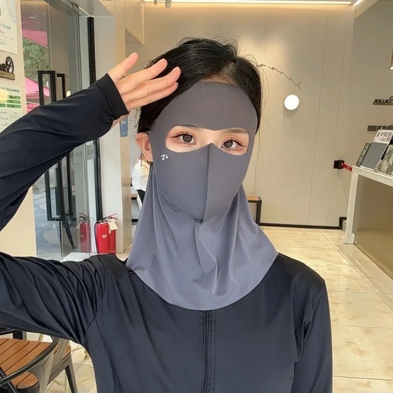 Masque de Protection solaire en soie glacée, UPF50 +, écharpe complète Anti-UV, Anti-poussière, Protection du cou, pare-soleil, masque facial pour cyclisme