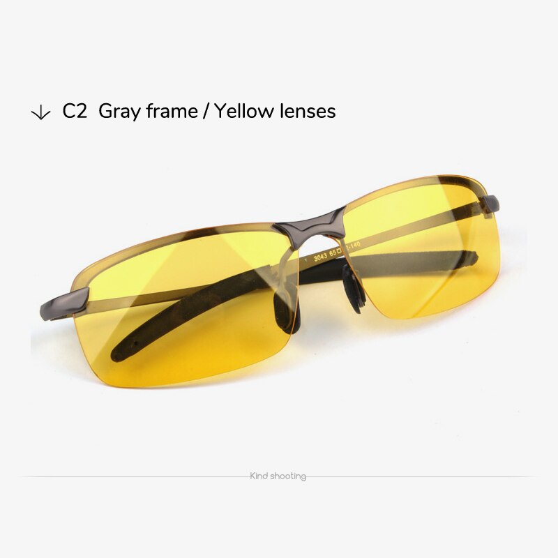 Toketorism anti glare nattkjøring gule briller bilkjøring menn kvinner solbriller  y3043: Grå