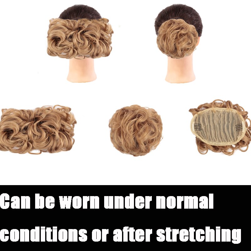 XUANGUANG-Chignon de coiffure synthétique élastique | Cheveux bouclés, rouge châtain clair noir marron, grand Chignon avec cordon de serrage, bandeau en caoutchouc