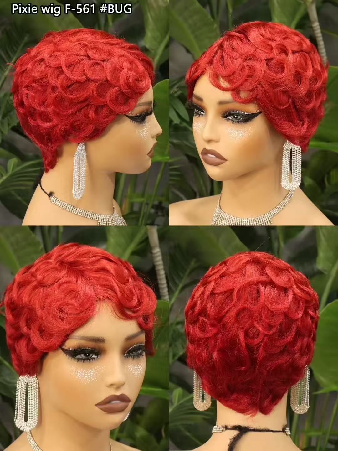 Malaika 4 # 27 # Pixie Cut Bob corto onda suelta cabello humano Chioma pelucas hechas a máquina pelucas rizadas onduladas Bob cabello Remy para mujeres: DX4/33/30