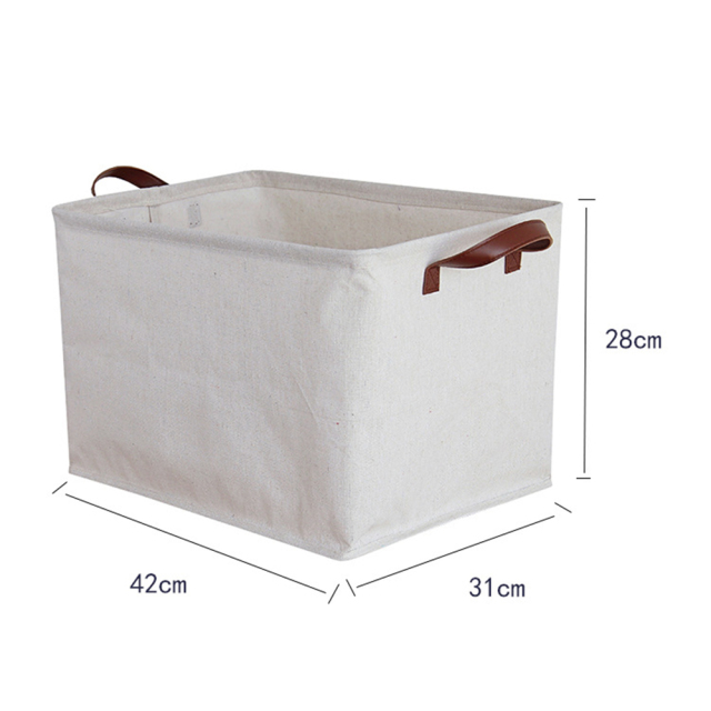 Large Folding Storage Box Canvas Fabric Cubes For Shelves Clothes Toys Books Perfect Organizer Foldable Basket With Handles: L