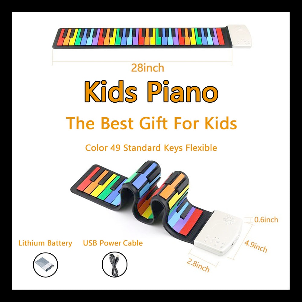 Kleur 49 Standaard Toetsen Flexibele Kids Piano Toetsenbord Flexibele Roll Up Keyboard Piano Ingebouwde Lithium Batterij Volledig Draagbaar