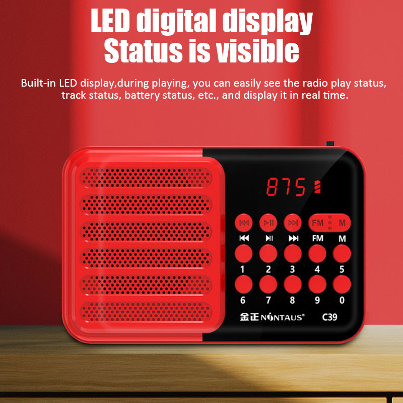Mini FM Radio tragbare Radios Empfänger Bluetooth Stereo Lautsprecher MP3-Player mit Mikrofon/LCD-Display Unterstützung TF-Karte Kopfhörer spielen