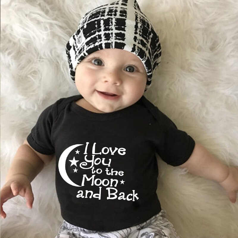 Baby jongens meisjes bodysuit ik hou van je tot de maan en terug schattige baby romper katoenen korte mouwen kleding outfit baby onesie