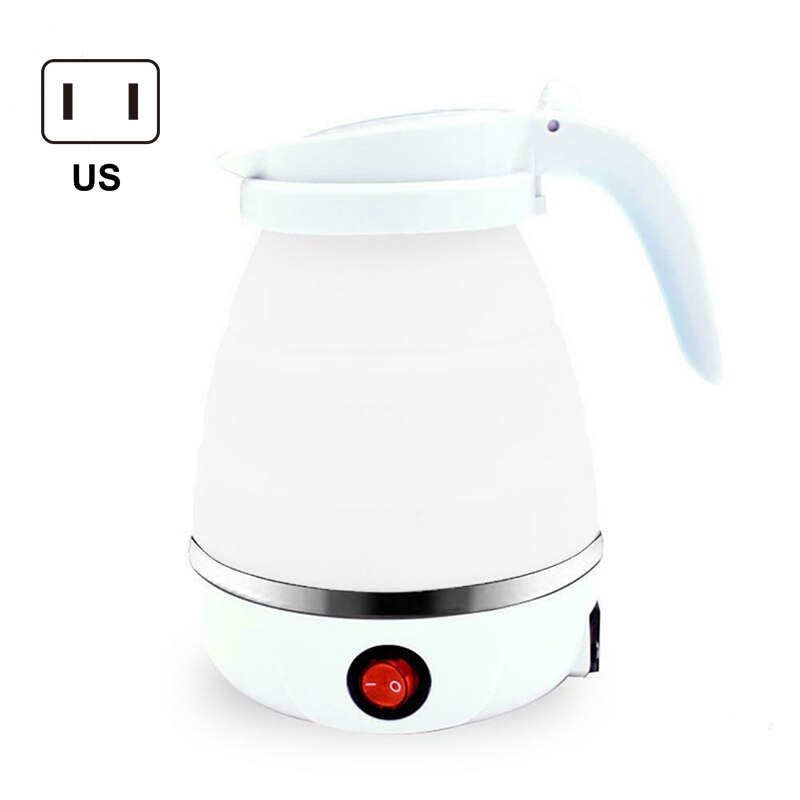 Opvouwbare Waterkoker Reizen Draagbare Ketel Met Siliconen Isolatie Verwarming Ketel Thee Pot 20 Oz Voor Camping Wit: US Plug