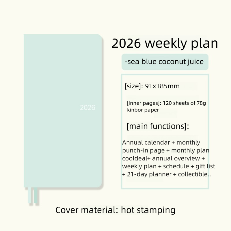 Kinbor Weekly Planner Notebook UnDated Agenda Schedule Daily Monthly Journal Book Portable Record Diary Plan Notepad Stationery: Pink