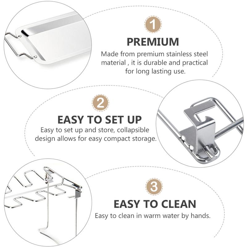 1 Pc Non-Stick Grill Barbecue Rack Outdoor Barbecue Appliances Collapsible BBQ Grill Rack Chicken Leg Wing Rack With Drip Tray