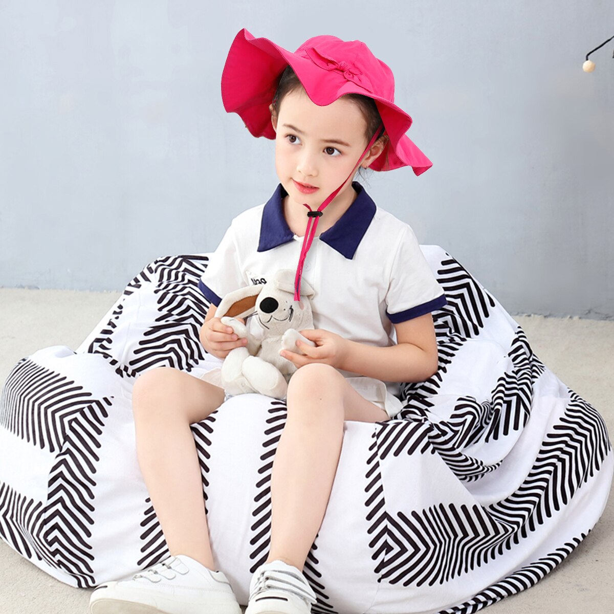 Chapeau de plage à large bord pour bébé, casquette seau ajustable en coton pour enfants, casquette d'été pour la plage