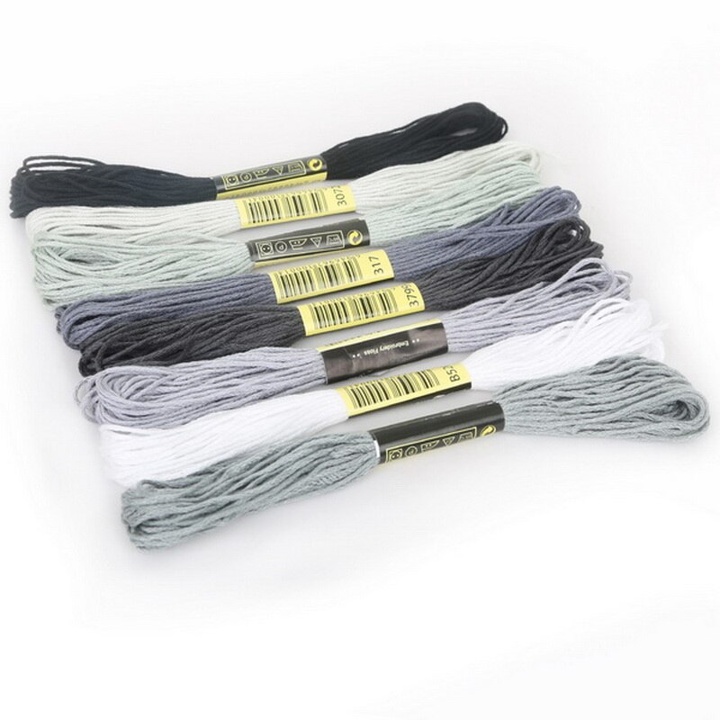 8- serie flerfarvet korssting manuel syning / polyester bomuldsbroderi tråd håndværk sy tilbehør: Grå serie